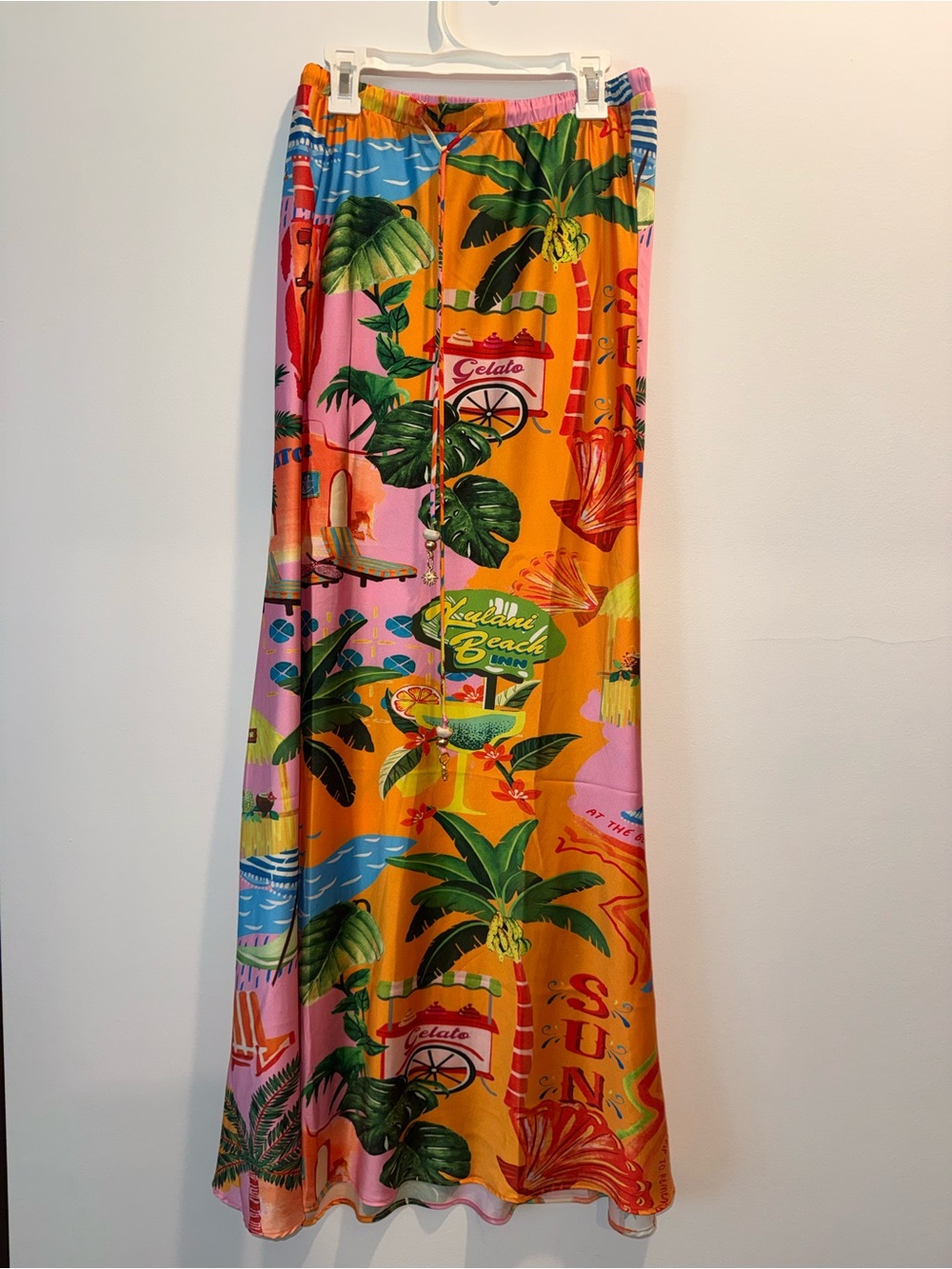 Kulani Kinis Tropical Print Maxi Skirt set in Orange & Pink size SMALL - Picture 2 of 3